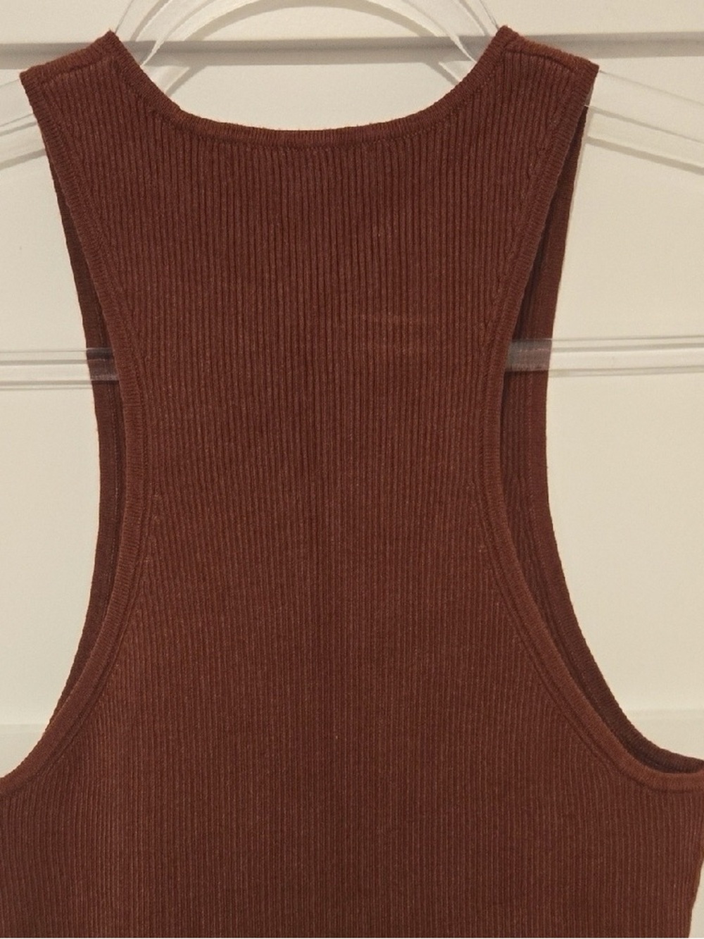 Ribbed Racerback Tank Top - Brown